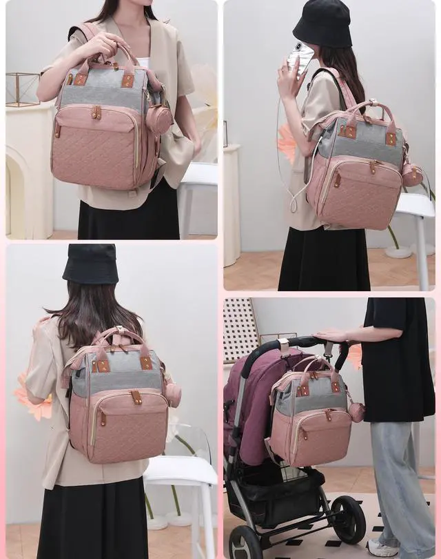Alt view image 7 of 7 - Diaper Bag Backpack with Changing Station, Waterproof Large Capacity, Baby Bag for Mom & Dad, 18 Pockets+USB Port, Foldable Changing Pad, Travel Backpack for Newborn Essentials, Baby Gift