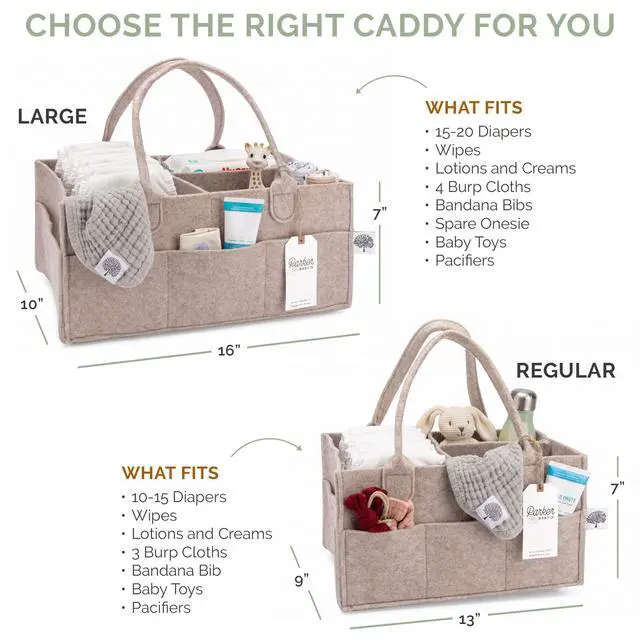 Alt view image 4 of 7 - Diaper Caddy - Nursery Storage Bin and Car Organizer for Diapers and Baby Wipes - Oatmeal, Regular
