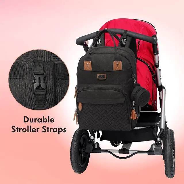Alt view image 7 of 7 - Diaper Bag Backpack with Portable Changing Pad, Pacifier Case and Stroller Straps, Large Unisex Baby Bags for Boys Girls, Multipurpose Travel Back Pack Moms Dads, Black