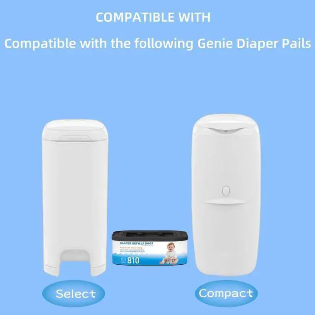 Alt view image 3 of 7 - 4 Packs Jumbo Square Refills Disposal Bags Refill Compatible with Diaper Genie Compact, Select Pails, Classic Version Pail, Hold Up to 810 Newborn-Sized Diapers Per Refill