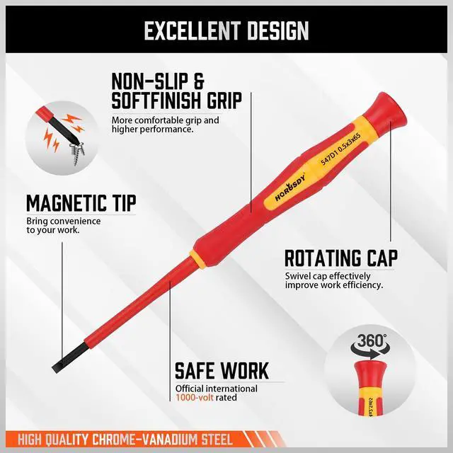 Alt view image 6 of 7 - 1000V 6-Piece Mini Insulated Screwdriver Set, Magnetic Tip Mini Electrician Screwdriver Set Slotted(1.8mm,2.0mm2.5mm,3.0mm), Phillips: (PH00, PH0)
