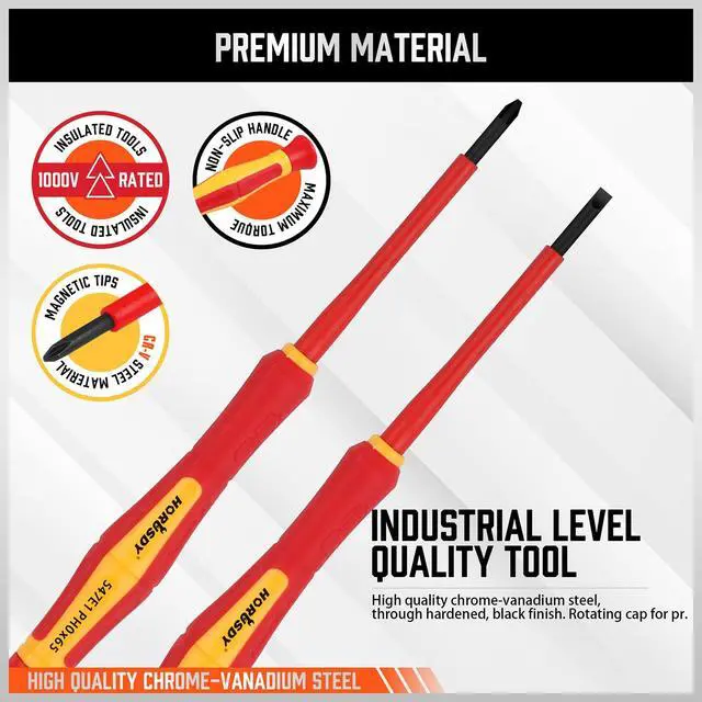Alt view image 5 of 7 - 1000V 6-Piece Mini Insulated Screwdriver Set, Magnetic Tip Mini Electrician Screwdriver Set Slotted(1.8mm,2.0mm2.5mm,3.0mm), Phillips: (PH00, PH0)