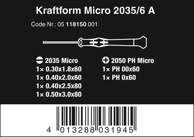 Alt view image 2 of 7 - 2035/6 A Kraftform Micro Slotted/Phillips Electronics Screwdriver Set and Rack, 6-Pieces