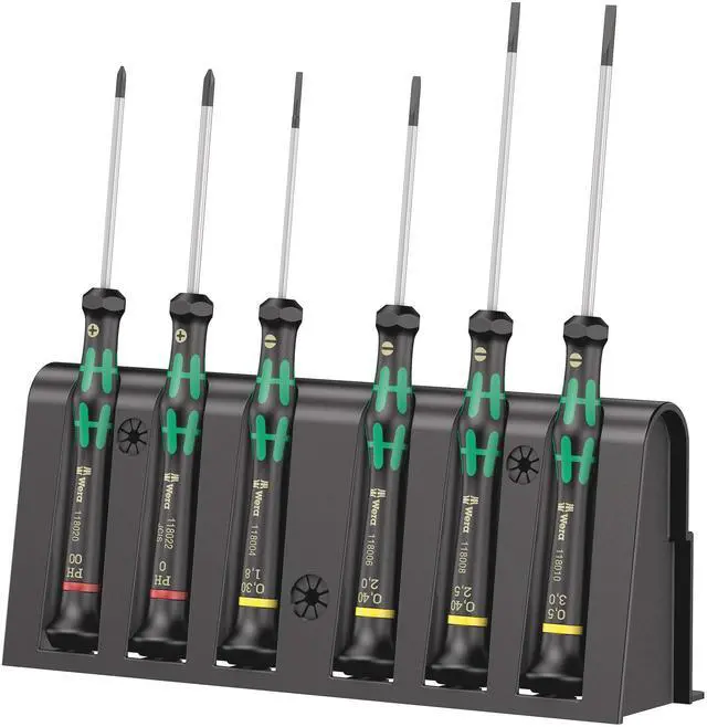 Main image of 2035/6 A Kraftform Micro Slotted/Phillips Electronics Screwdriver Set and Rack, 6-Pieces