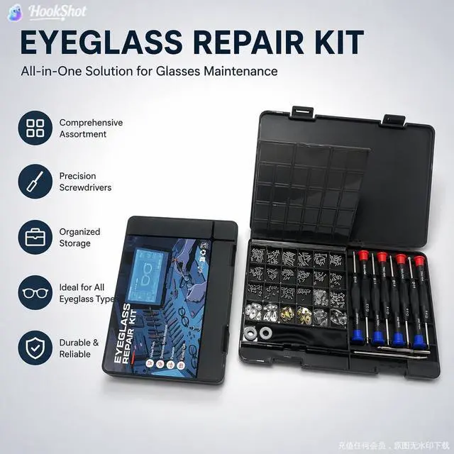 Alt view image 3 of 6 - 37 PCS Glasses Repair Kit for Eyeglasses Sunglasses, Small Screws, Nose Pads and Precision Screwdrivers Included, Portable Eyeglass Fixing Tool Kit for Men, Women and Adults