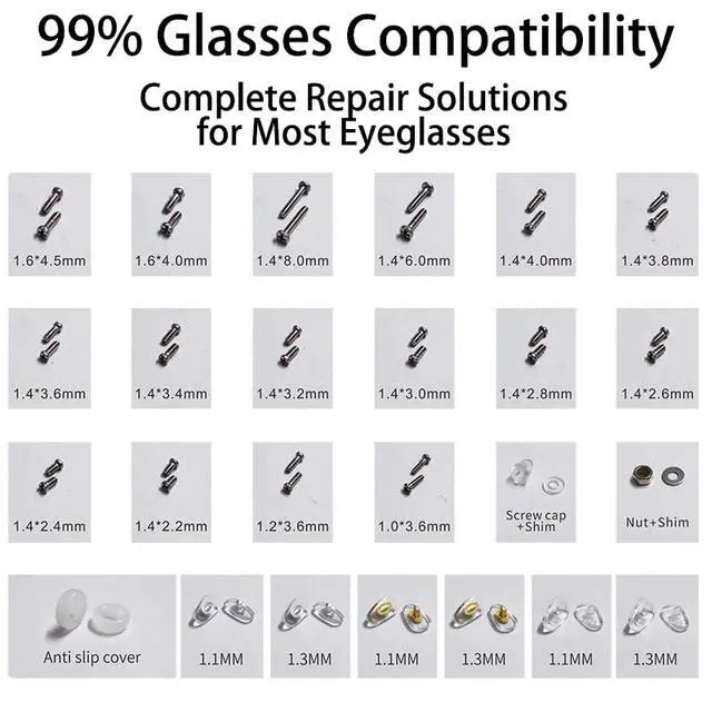 Alt view image 2 of 6 - 37 PCS Glasses Repair Kit for Eyeglasses Sunglasses, Small Screws, Nose Pads and Precision Screwdrivers Included, Portable Eyeglass Fixing Tool Kit for Men, Women and Adults