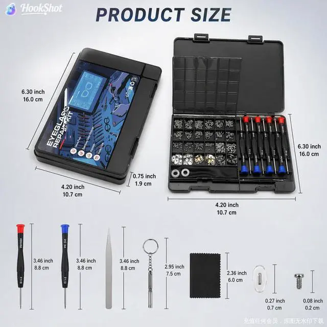 Alt view image 4 of 6 - 37 PCS Glasses Repair Kit for Eyeglasses Sunglasses, Small Screws, Nose Pads and Precision Screwdrivers Included, Portable Eyeglass Fixing Tool Kit for Men, Women and Adults