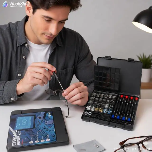 Alt view image 5 of 6 - 37 PCS Glasses Repair Kit for Eyeglasses Sunglasses, Small Screws, Nose Pads and Precision Screwdrivers Included, Portable Eyeglass Fixing Tool Kit for Men, Women and Adults
