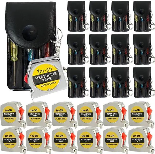 Main image of 24 Pcs Mini Screwdriver Keychain Tape Measure Keychains Set Keychain Tape Measure Mini Screwdrivers in Pouch Keychain for Birthday Party Favors Adult Tool Party Prize for Father's Men Gifts