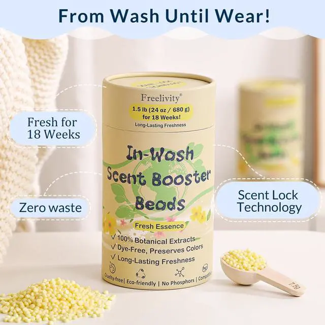 Alt view image 2 of 7 - InWash Scent Booster Beads Fresh Essence Scent, Laundry Beads fabric softener, 24 oz Lasts Up to 70 Washing Cycles EcoFriendly & Safe for Babies and Kids