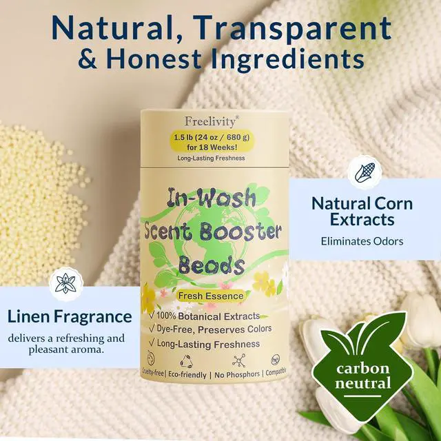 Alt view image 3 of 7 - InWash Scent Booster Beads Fresh Essence Scent, Laundry Beads fabric softener, 24 oz Lasts Up to 70 Washing Cycles EcoFriendly & Safe for Babies and Kids