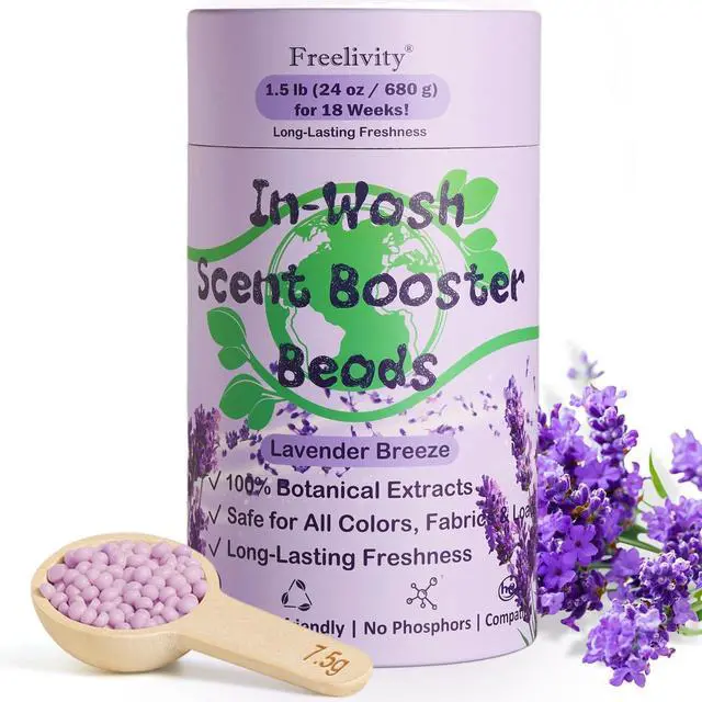 Main image of InWash Scent Booster Beads Lavender Breeze Scent, Laundry Beads fabric softener, 24 oz Lasts Up to 70 Washing Cycles Safe for Sensitive Skin, Babies and Kids
