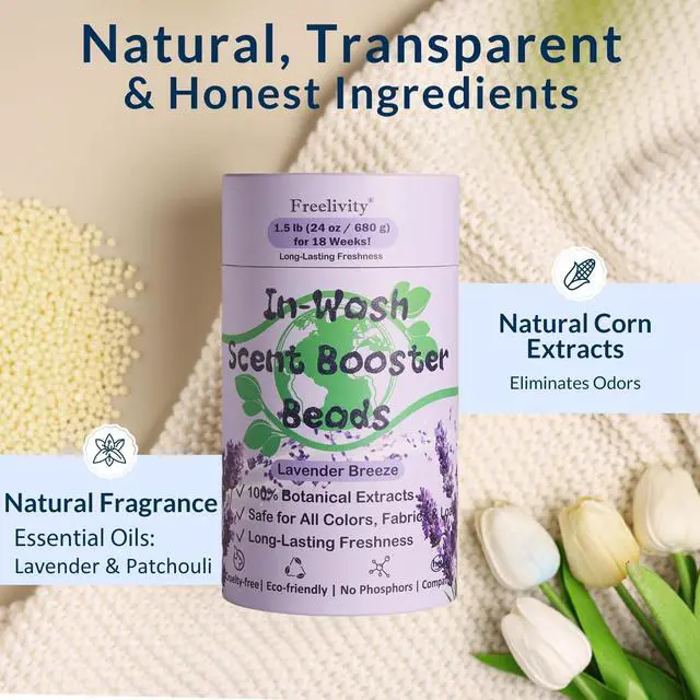 Alt view image 3 of 6 - InWash Scent Booster Beads Lavender Breeze Scent, Laundry Beads fabric softener, 24 oz Lasts Up to 70 Washing Cycles Safe for Sensitive Skin, Babies and Kids
