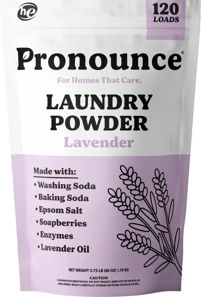 Main image of Laundry Detergent Powder Alternative | Cleaner Ingredients. Safer for Sensitive Skin. Stain + Smell Fighting. With Essential Oils. HE Safe (Lavender, 120 Loads).