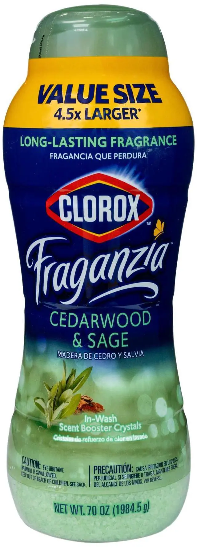 Main image of Fraganzia Laundry Scent Booster Crystals, In-Wash Fragrance Beads for Fresh-Smelling Clothes & Linens, Safe for All Fabrics & Colors, Easy-Pour Bottle, Cedarwood & Sage, 70 Oz