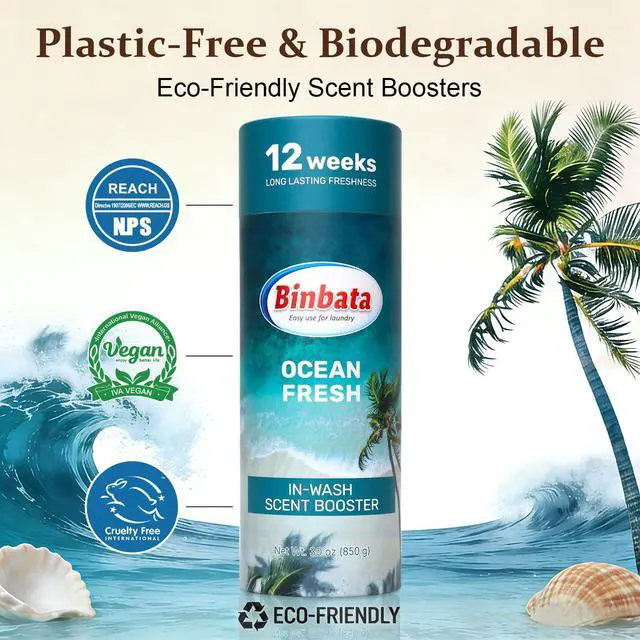 Alt view image 4 of 7 - Eco Scent Beads Laundry 30oz, Gentle InWash Scent Booster Beads with Plastic Free Recyclable Package, Up to 85 Washing Cycles for 12 week Long-Lasting Freshness, Ocean Fresh Scent