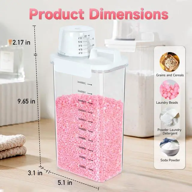 Alt view image 3 of 7 - 2 Packs Laundry Detergent Dispenser, Laundry Power Container,Laundry Scent Booster Beads Dispenser for Washing Powder, Soda Powder, Grain
