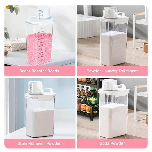 Alt view image 6 of 7 - 2 Packs Laundry Detergent Dispenser, Laundry Power Container,Laundry Scent Booster Beads Dispenser for Washing Powder, Soda Powder, Grain
