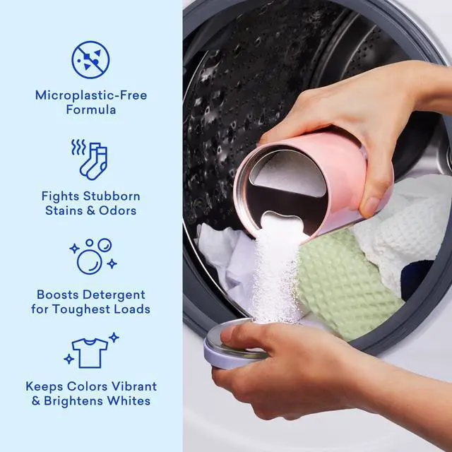 Alt view image 2 of 7 - Oxi Laundry Booster Powder with Tin, Starter Set, Clear Skies Scent, 25 Loads, 17.6 oz, Plastic-Free, Eco Friendly, Oxy Cleaner, Stain Remover