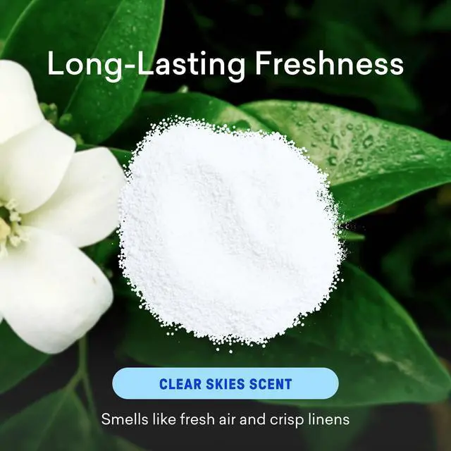 Alt view image 4 of 7 - Oxi Laundry Booster Powder with Tin, Starter Set, Clear Skies Scent, 25 Loads, 17.6 oz, Plastic-Free, Eco Friendly, Oxy Cleaner, Stain Remover