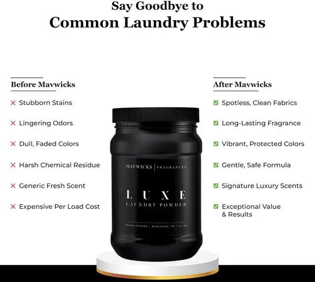Alt view image 3 of 7 - - Luxury Laundry Detergent Powder (Luxe) 32 Oz Concentrated for Tough Stains and Odors, For All Washing machine types Gentle on Fabrics