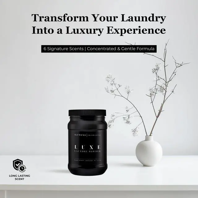 Alt view image 6 of 7 - - Luxury Laundry Detergent Powder (Luxe) 32 Oz Concentrated for Tough Stains and Odors, For All Washing machine types Gentle on Fabrics
