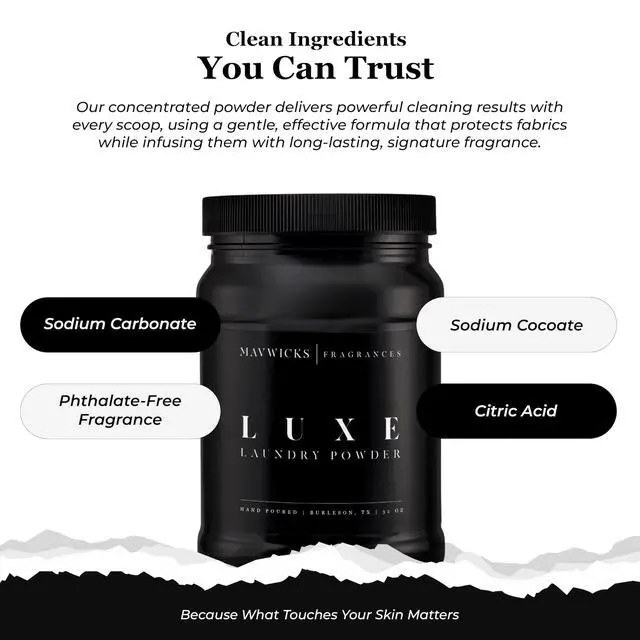 Alt view image 7 of 7 - - Luxury Laundry Detergent Powder (Luxe) 32 Oz Concentrated for Tough Stains and Odors, For All Washing machine types Gentle on Fabrics