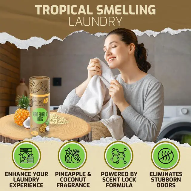 Alt view image 2 of 7 - Laundry Scent Boosters, Tropical Aroma - Washer Beads and Deodorizer Supplies - Fragrance Essentials for All Fabric - Scented Bulk Odor Eliminator and Clothes Refresher - Long Lasting Smell Remover