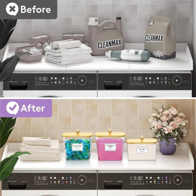 Alt view image 7 of 7 - Laundry Pods Container with Lid, Dryer Sheet Holder, Room Organization Storage for Coffee Pods Kcup Washing Powder, Scent Booster Beads, 2600 +2000ml/0.53+0.7galNatural,3 Pcs