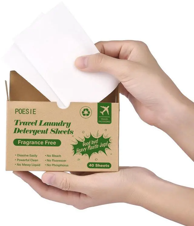 Main image of Laundry Detergent Sheets Laundry Soap Sheets for Travel Camping Clothes Washing Sheet Unscented 1 Mini Box 40 Count