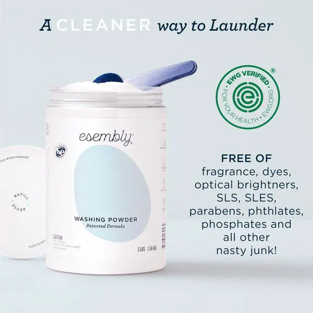 Alt view image 3 of 5 - Laundry Washing Powder HE Mineral Based Detergent for All Household Laundry and Cloth Diapers Patented, Fragrance-Free, EWG Verified, Earth-Friendly, (3lb Refillable Canister and Scoop)