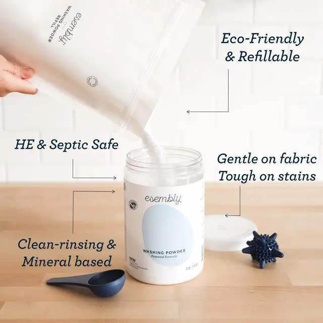 Alt view image 4 of 5 - Laundry Washing Powder HE Mineral Based Detergent for All Household Laundry and Cloth Diapers Patented, Fragrance-Free, EWG Verified, Earth-Friendly, (3lb Refillable Canister and Scoop)
