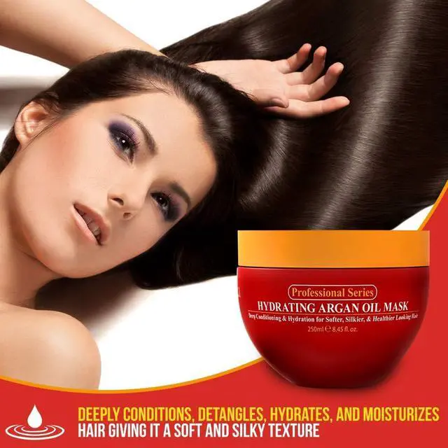 Alt view image 3 of 6 - Hydrating Argan Oil Hair Mask and Deep Conditioner for Dry or Damaged Hair (8.45 oz Jar)