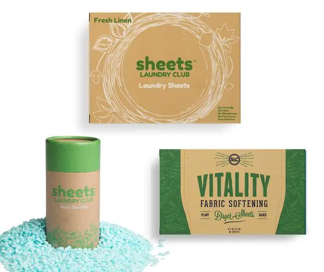 Alt view image 2 of 5 - Bundle - 50 Pack (up to 100 loads) Fresh Linen Detergent Sheets, 40 Pack Free & Clear Dryer Sheets & 8 Oz. Uncharted Waters Scent Booster - New Liquidless Technology
