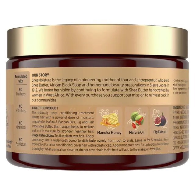 Alt view image 2 of 7 - Intensive Hydration Hair Masque Manuka Honey & Mafura Oil For Dry, Damaged Hair Deep Conditioning Hair Treatment 11.5 oz