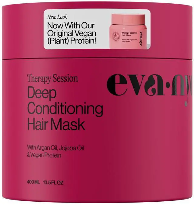 Main image of Therapy Session Deep Conditioning Hair Mask with Vegan Protein, Jojoba Oil + Argan Oil - Hydrate, Soften + Repair Hair Strength - Sulfate Free - Warm Vanilla Scent - 13.5 fl oz