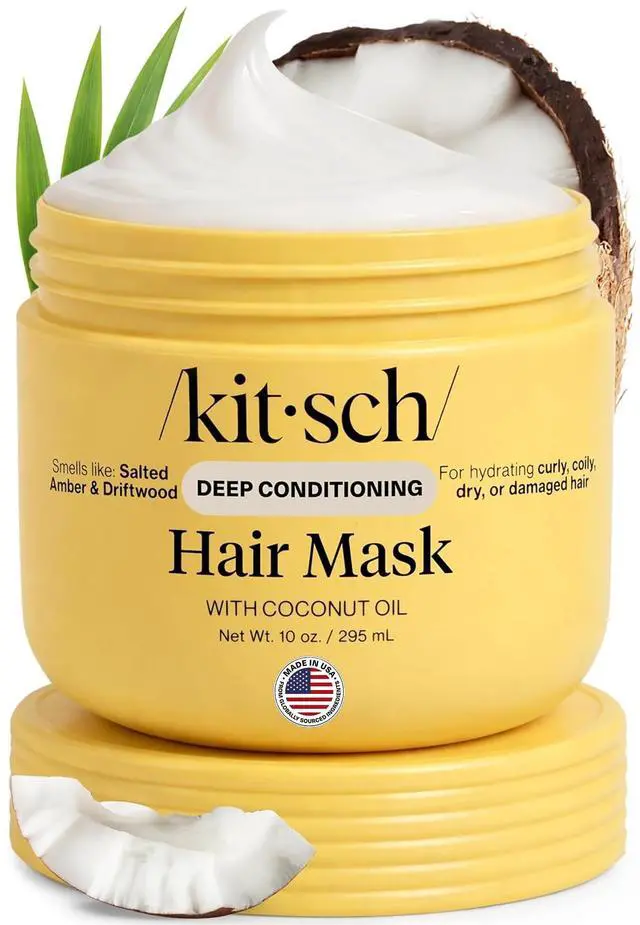 Main image of Moisturizing Hair Mask for Damaged Hair Coconut Oil Deep Conditioner for Women Curly Hair Products Friendly Frizz-Reducing Hair Care Treatment for Curly, Coily & All Hair Types 10 oz