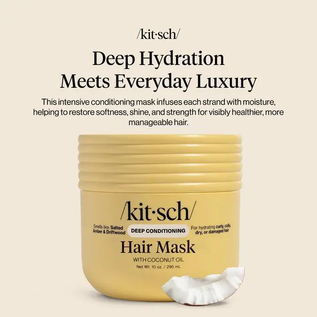 Alt view image 2 of 7 - Moisturizing Hair Mask for Damaged Hair Coconut Oil Deep Conditioner for Women Curly Hair Products Friendly Frizz-Reducing Hair Care Treatment for Curly, Coily & All Hair Types 10 oz