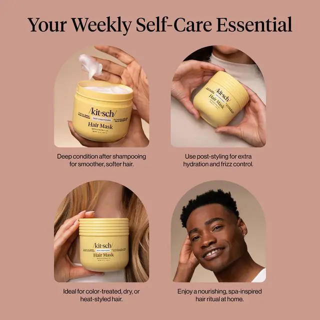 Alt view image 5 of 7 - Moisturizing Hair Mask for Damaged Hair Coconut Oil Deep Conditioner for Women Curly Hair Products Friendly Frizz-Reducing Hair Care Treatment for Curly, Coily & All Hair Types 10 oz