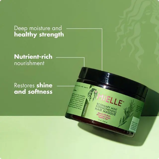 Alt view image 3 of 7 - Rosemary Mint Strengthening Hair Mask, Deep Conditioning Treatment Enriched with Biotin, Honey & Coconut Oil - Helps Encourage Longer, Healthier Strands, 12 Ounce