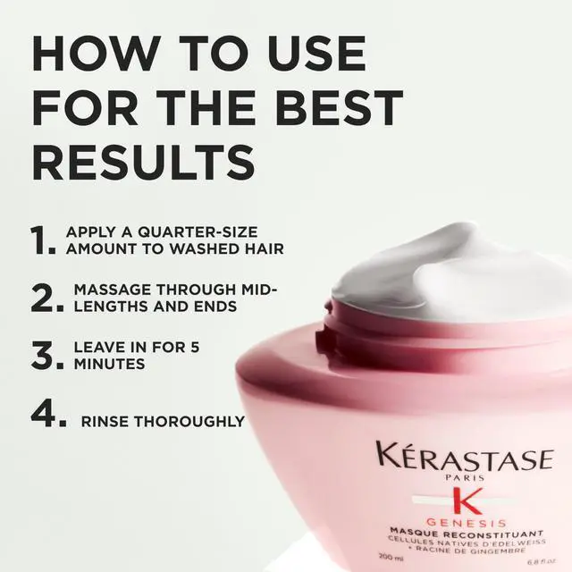 Alt view image 5 of 7 - Genesis Hair Mask | Anti-Breakage & Strengthening For Weak or Damaged Hair | Nourishes, Detangles, and Hydrates Hair | For Weakened Hair | Masque Reconstituant | 6.8 Fl Oz