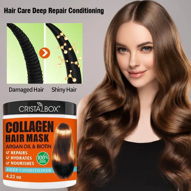 Alt view image 3 of 7 - 2 Pack Collagen Hair Mask & Keratin Hair Mask,Keratin Hair Treatment,Repair Treatment Deep Conditioning Hair Treatment Mask for Damaged Hair,Hydrating Conditioner with Argan Oil for Dry Hair