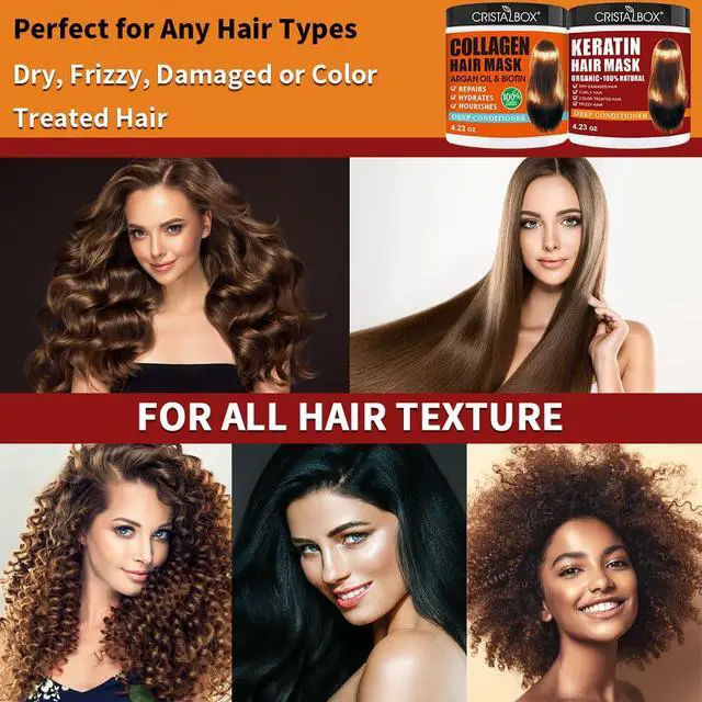 Alt view image 7 of 7 - 2 Pack Collagen Hair Mask & Keratin Hair Mask,Keratin Hair Treatment,Repair Treatment Deep Conditioning Hair Treatment Mask for Damaged Hair,Hydrating Conditioner with Argan Oil for Dry Hair