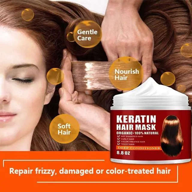 Alt view image 6 of 7 - Keratin Hair Mask,Keratin Hair Treatment 250g Hair Mask for Dry Damaged Hair,Deep Conditioning Hair Treatment Mask Repair Treatment Damage Hair Root,Natural Deep Conditioner Hydrating Hair Care Gifts