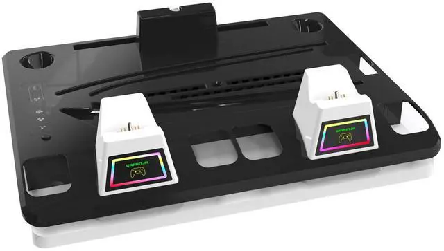 Alt view image 2 of 7 - For Ps5 Cooling Stand Playstation 5 Accessories Ps5 Cooling Station with Charger Ps Portal Charging Dock Rgb Cooling Station for Ps5/Slim/Pro Disc & Digital Dual Controller Charging (White)