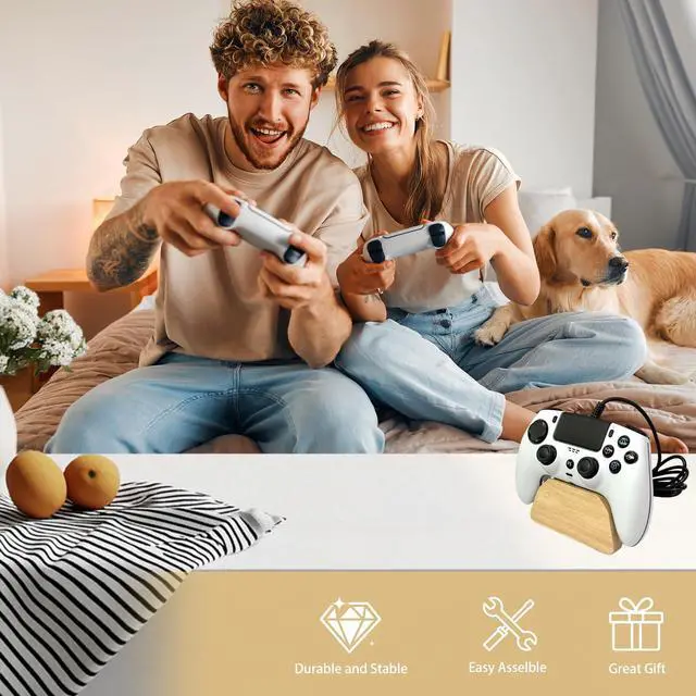 Alt view image 4 of 7 - Solid wood gamepad stand, game equipment, controller stand, suitable for Xbox, PS4, PS5, is a good helper for organizing gamepads on the desk, and also the best gift for your son, husband, boyfriend