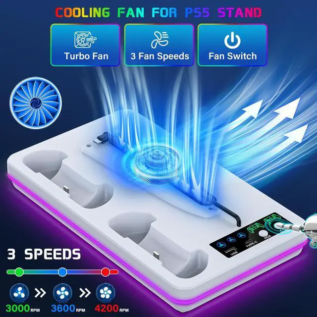 Alt view image 4 of 7 - for PS5/PS5 Slim/PS5 Pro Stand and Dual Controller Charging Station