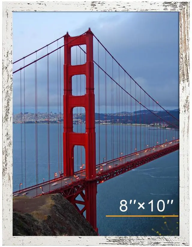 Main image of 8x10 Picture Frame Wall or Tabletop, Engineered Wood Photo Frames for 8 x 10 Pictures, Distressed White, 1 Pack