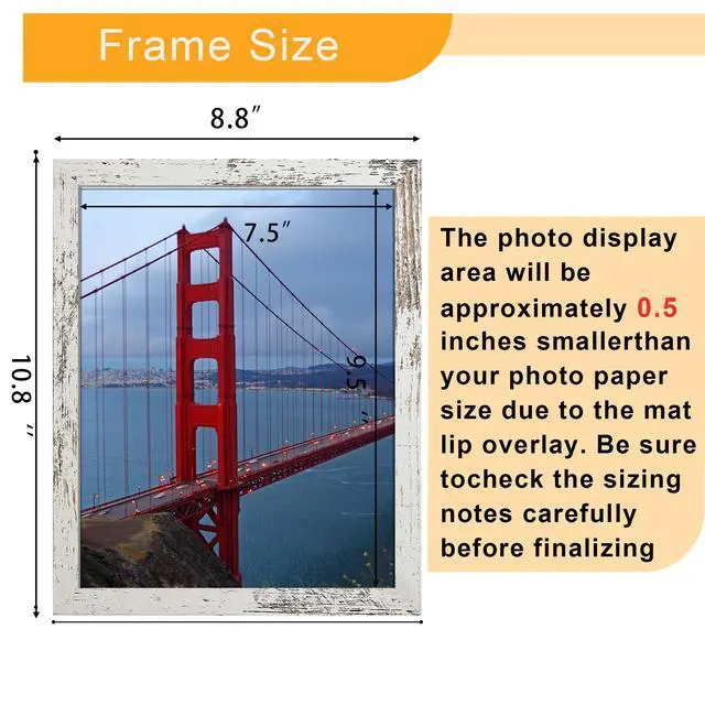 Alt view image 2 of 7 - 8x10 Picture Frame Wall or Tabletop, Engineered Wood Photo Frames for 8 x 10 Pictures, Distressed White, 1 Pack