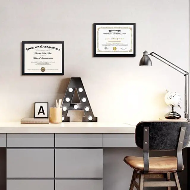 Alt view image 6 of 6 - Certificate Frame with High Definition Glass, 8.5 by 11 Picture Diploma Document Frames for Wall and Tabletop, Black 5 Pack